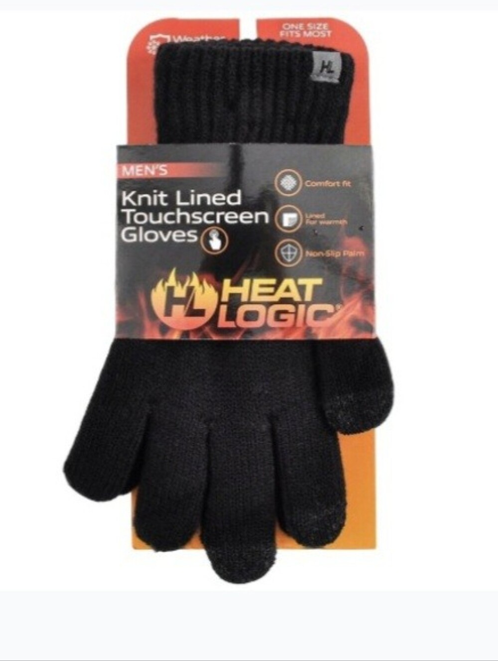 Heat Logic Men's Knit Lined Touchscreen Gloves - Black
